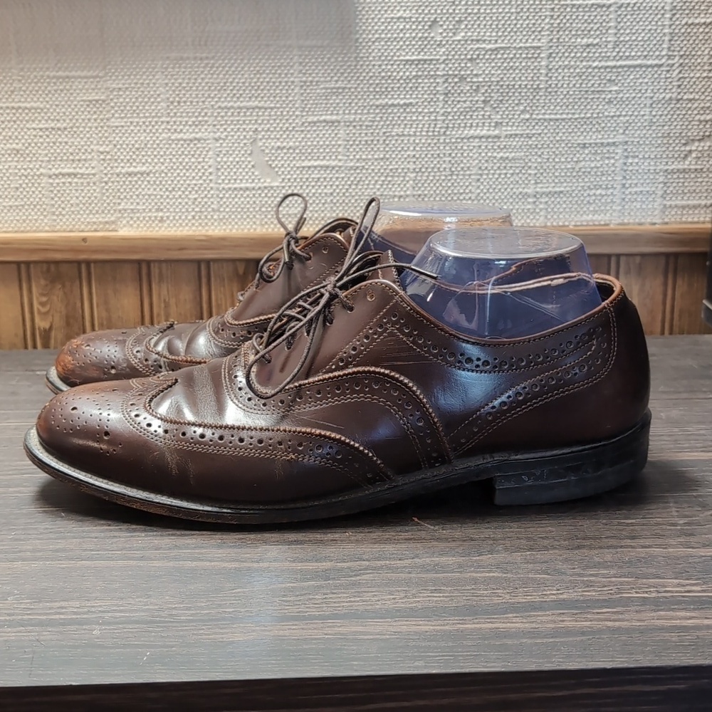 Executive Imperial Brown Brogue Wingtip Oxford Shoes Size 9.5 D - Picture 2 of 6